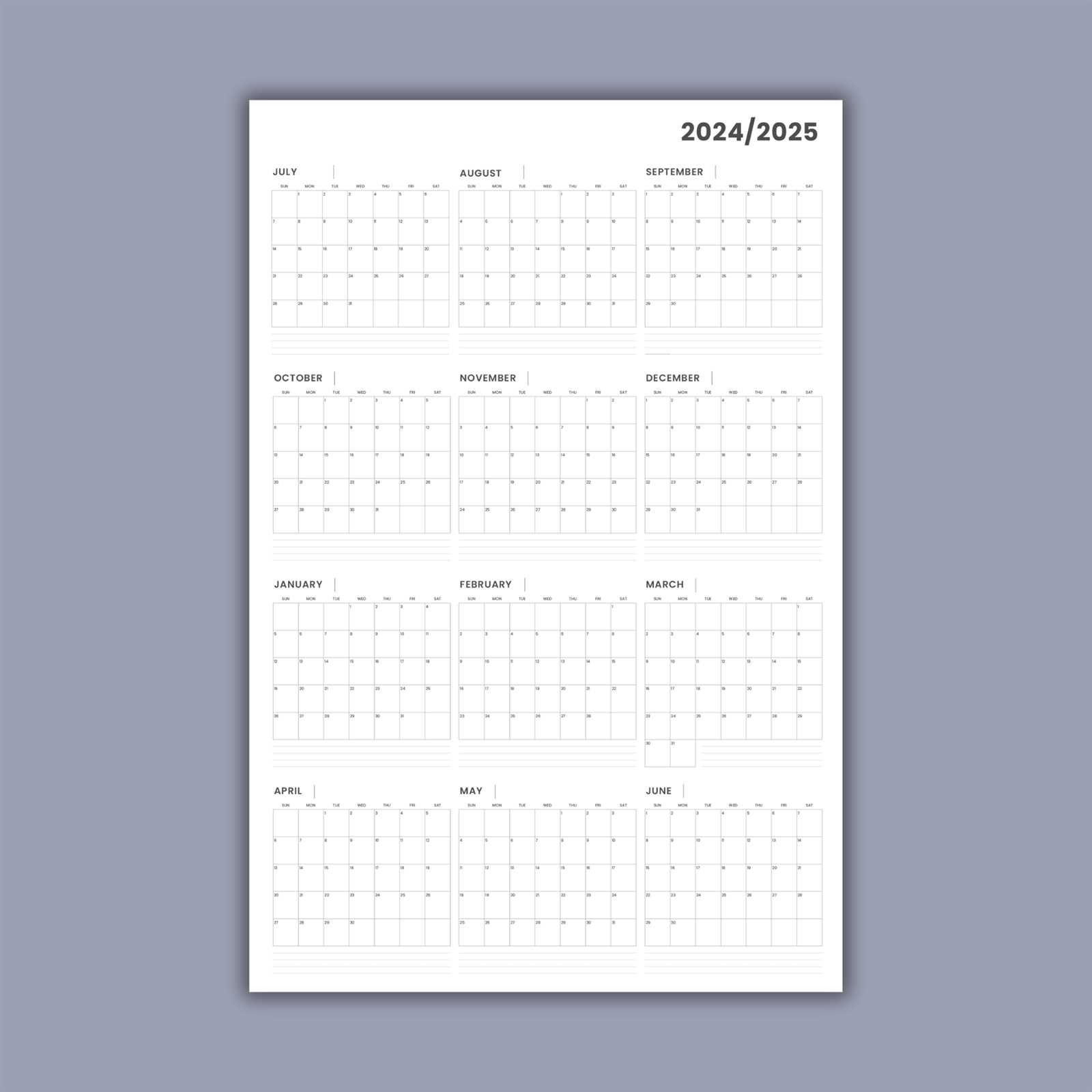 planning calendar template 2025