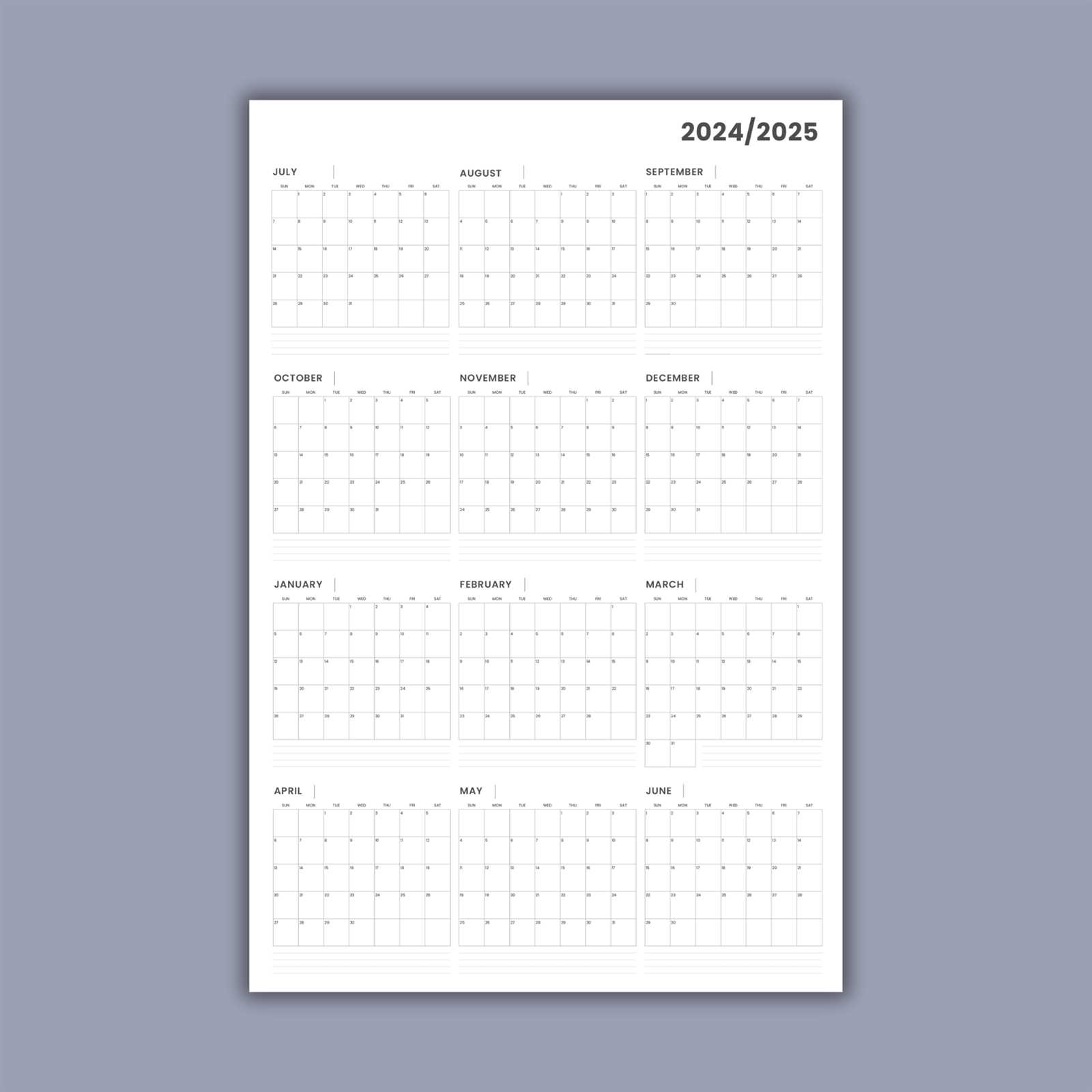 planning calendar template 2026