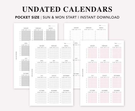 pocket planner calendar template