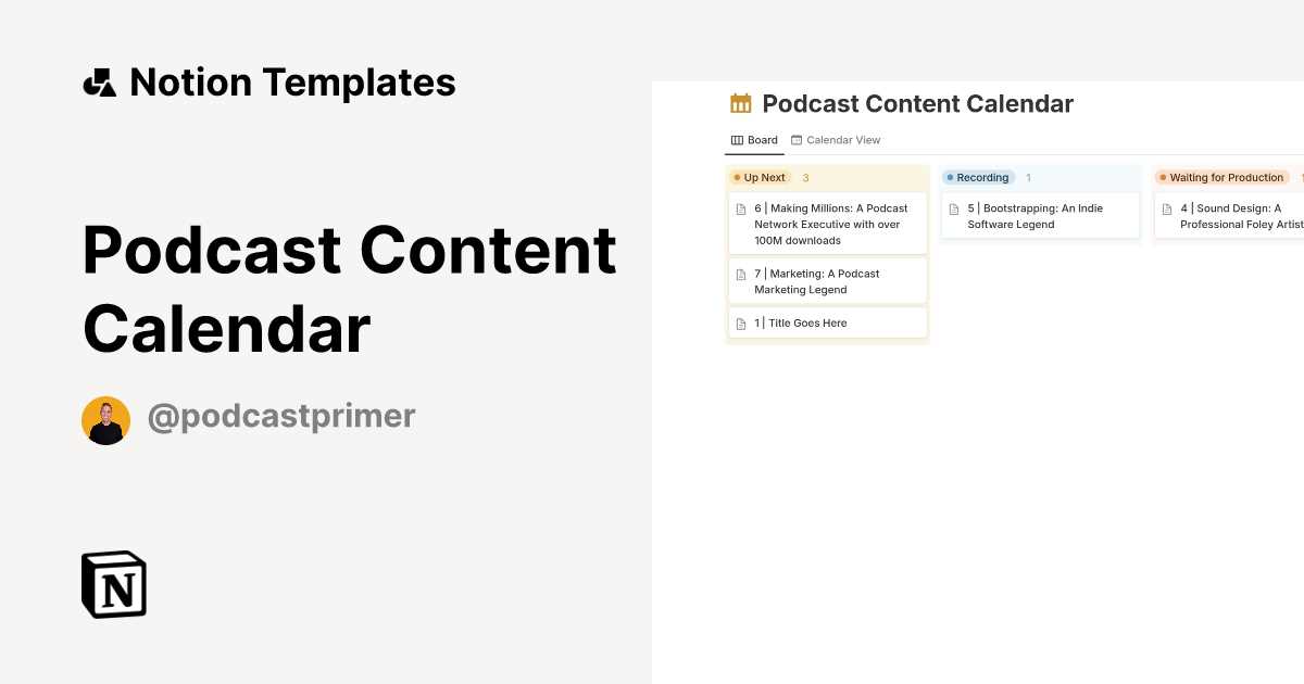 podcast content calendar template