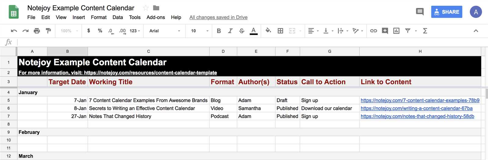 podcast content calendar template