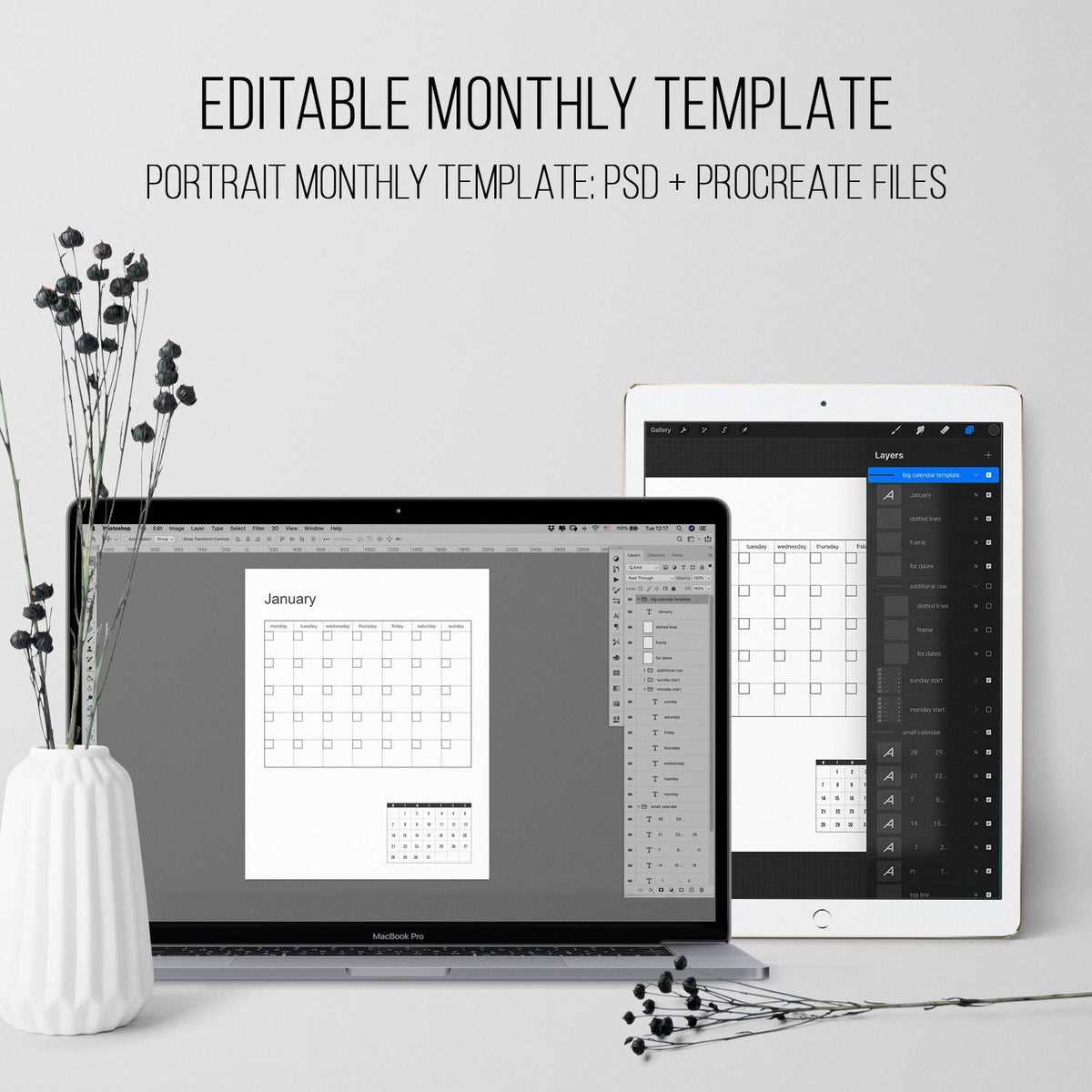 portrait calendar template