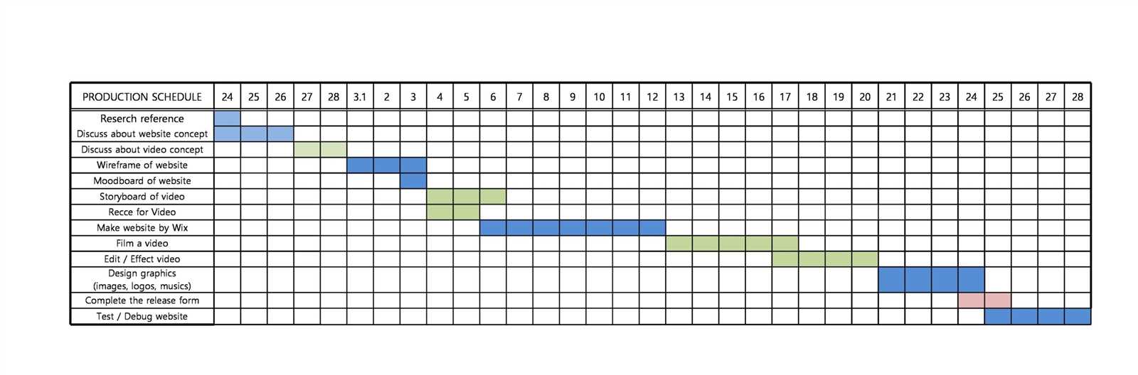 post production calendar template