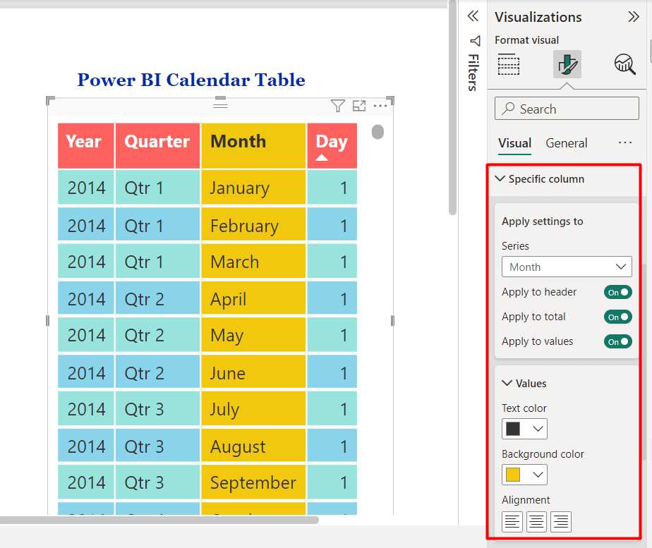 power bi calendar template