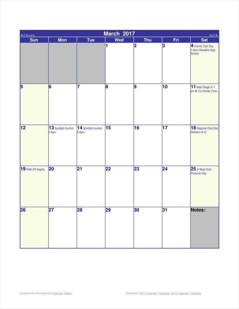 preschool monthly calendar template