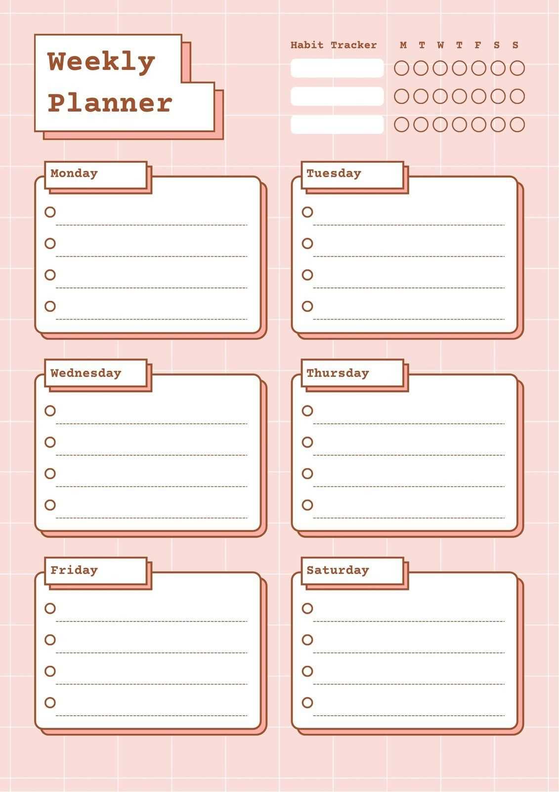 pretty weekly calendar template