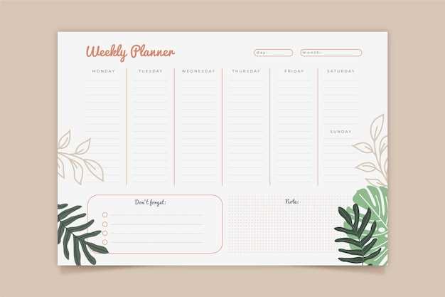 pretty weekly calendar template