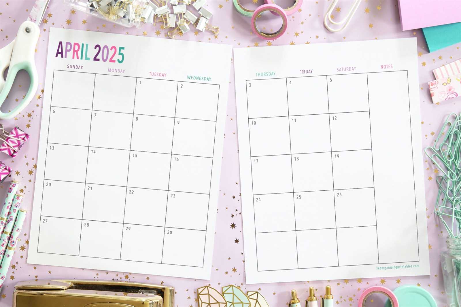 printable 2 page calendar template