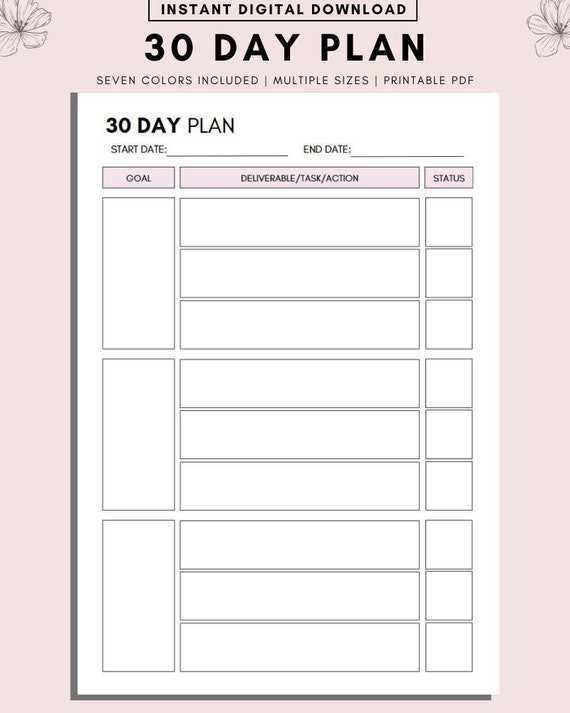 printable 30 day calendar template