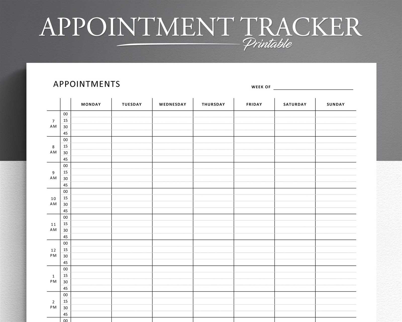 printable appointment calendar template