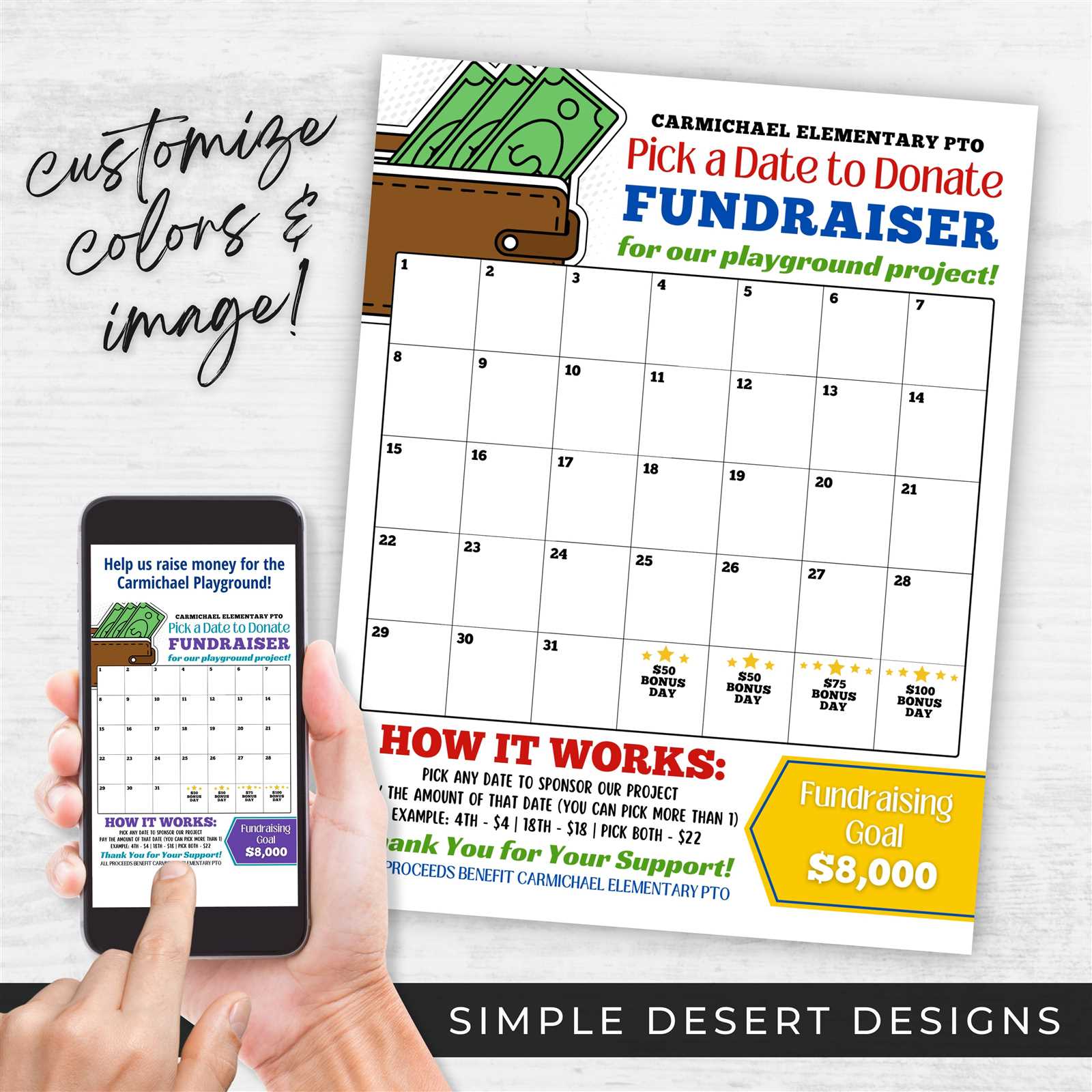 printable calendar fundraiser template