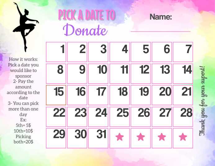 printable calendar fundraiser template