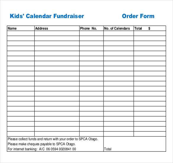 printable calendar fundraiser template