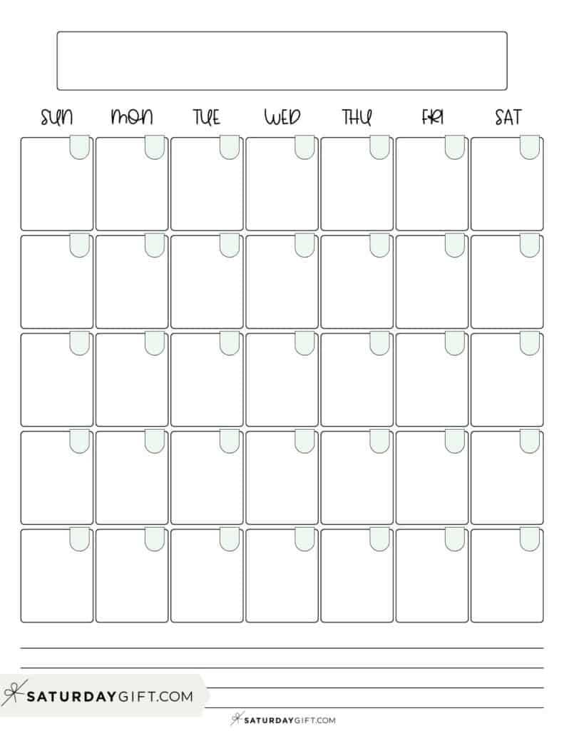 printable calendar template monthly