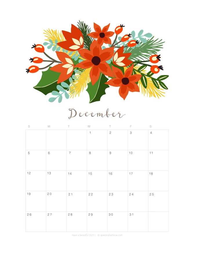 printable december calendar template