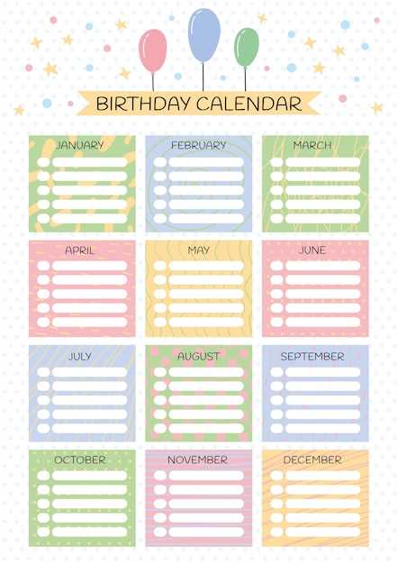 printable editable birthday calendar template