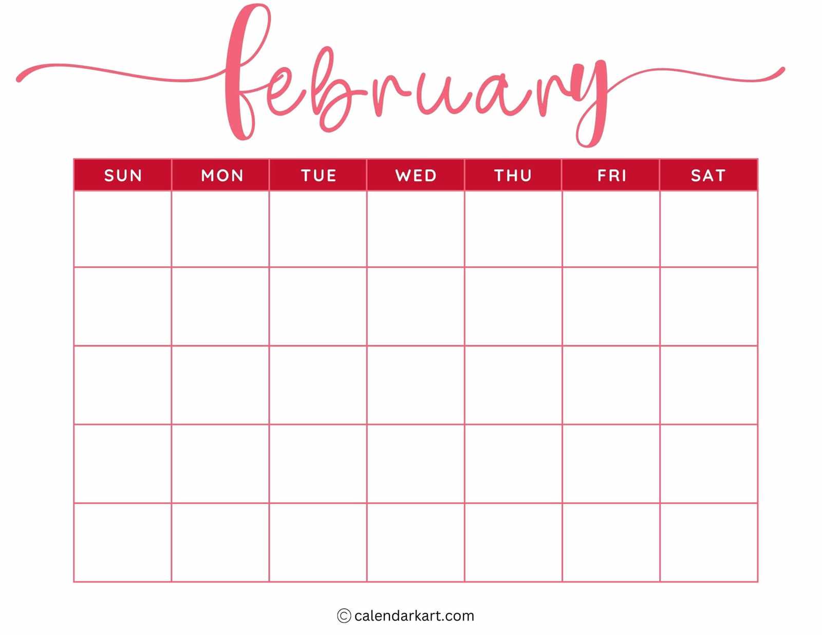 printable free blank calendar template