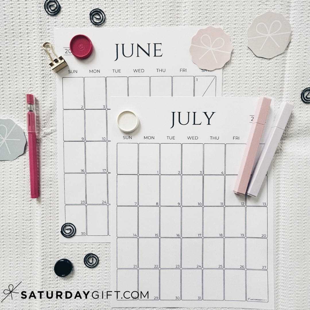 printable july calendar template