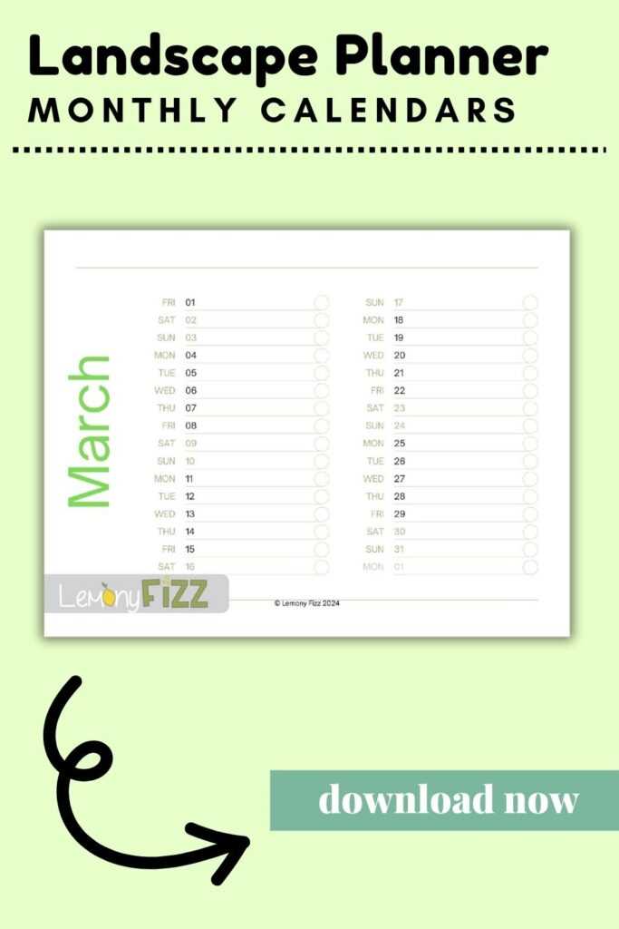 printable march calendar template