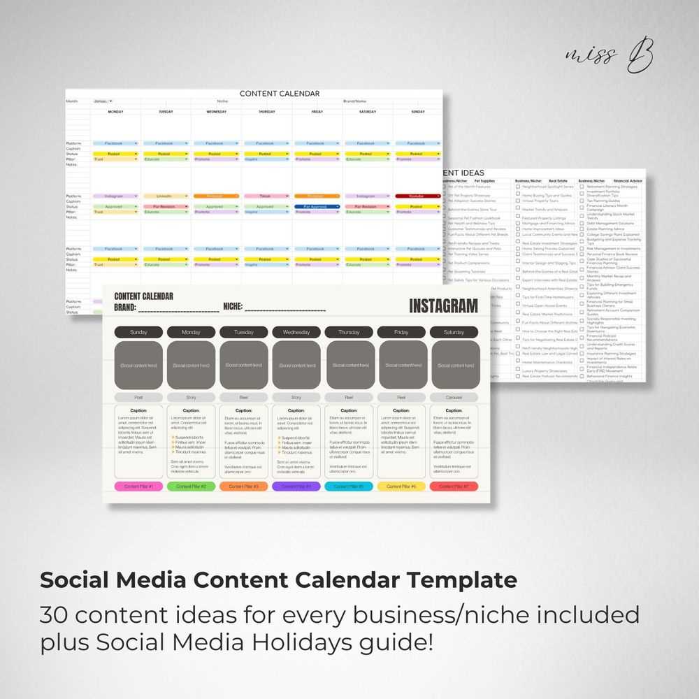 printable monthly social media calendar template