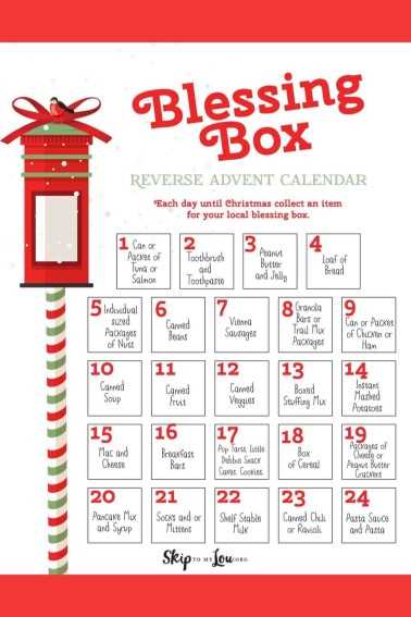 printable reverse advent calendar template