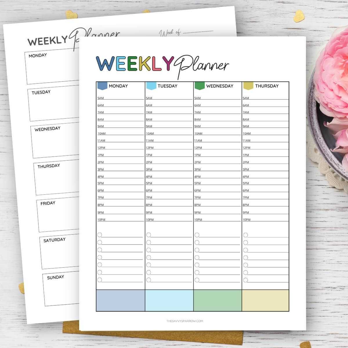 printable weekly calendar template with time slots