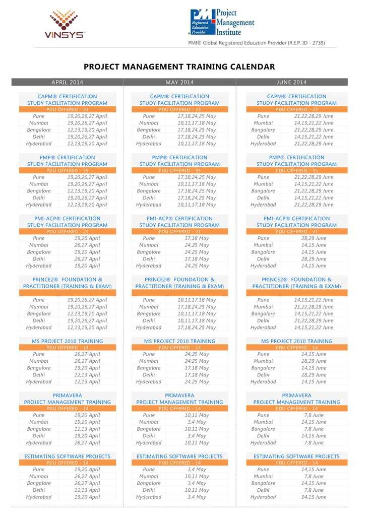 project manager calendar template