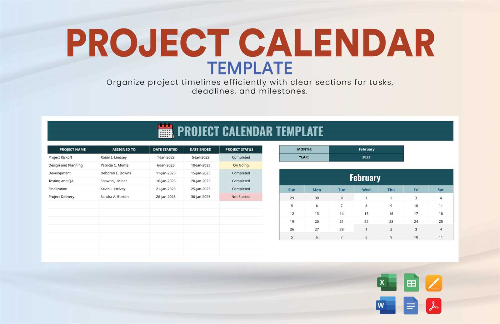 project planning calendar template