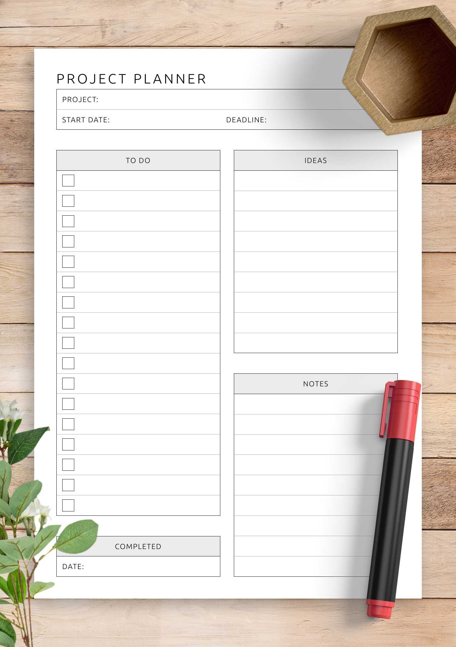 project planning calendar template