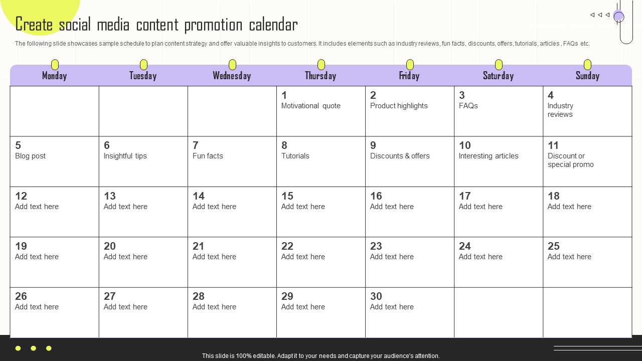 promo calendar template