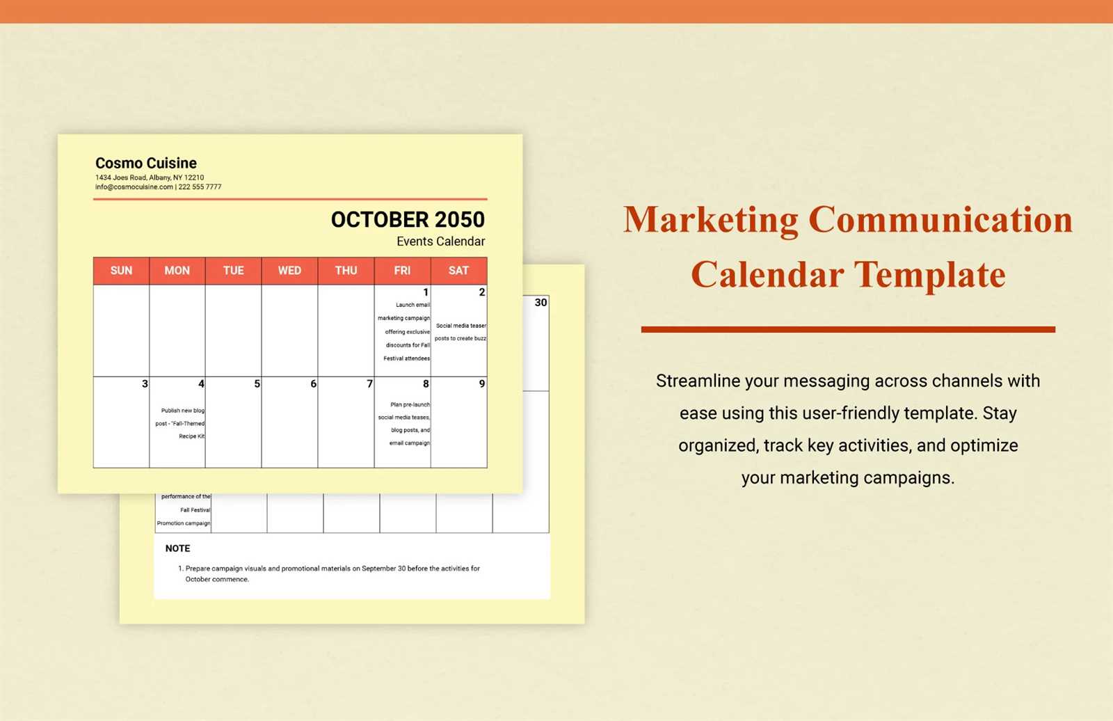 promo calendar template