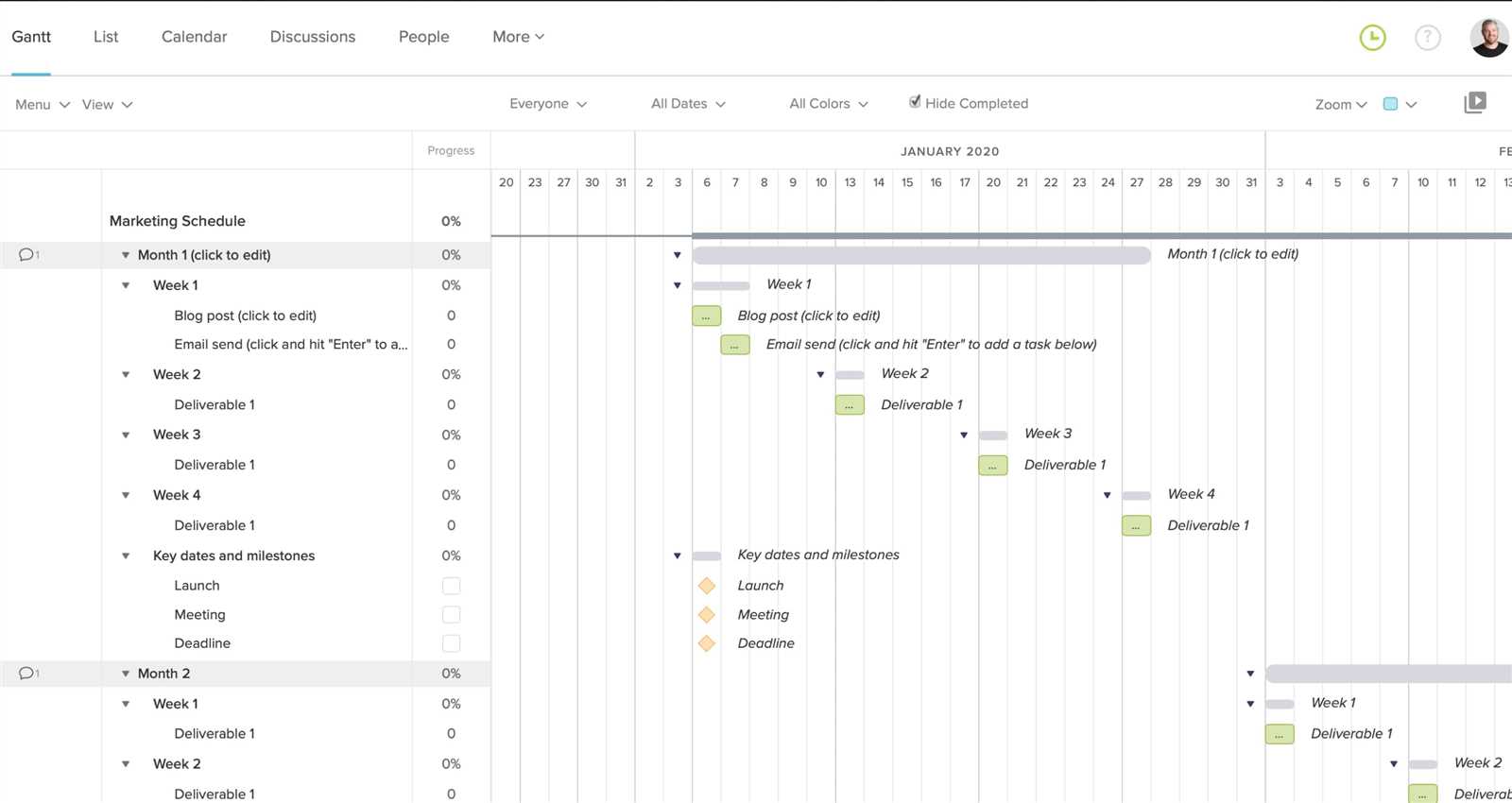 publicity calendar template