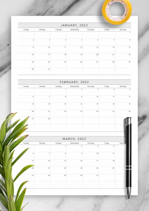 quarter calendar template