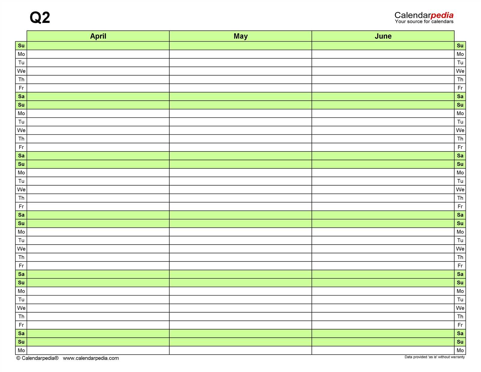 quarterly event calendar template