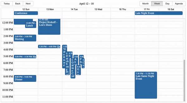 react calendar template