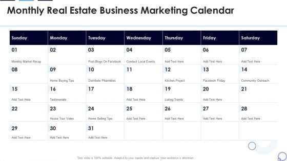 real estate marketing calendar template