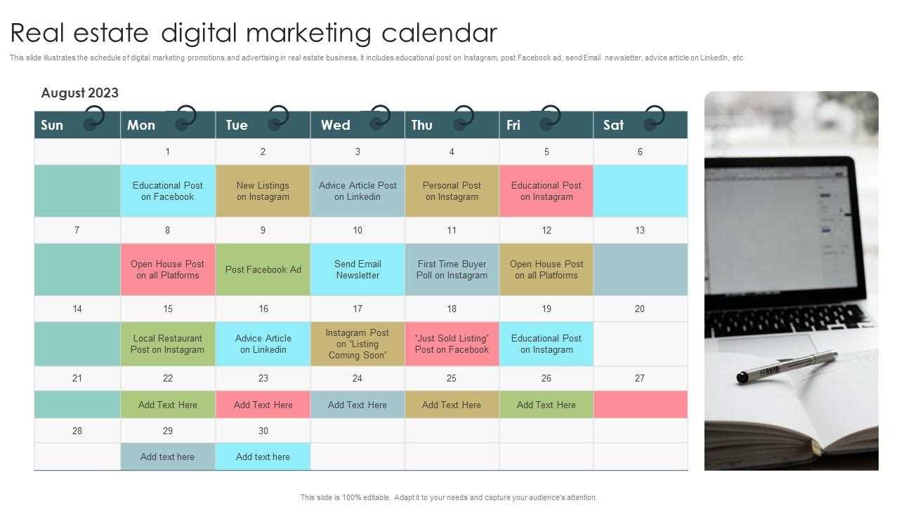 real estate marketing calendar template