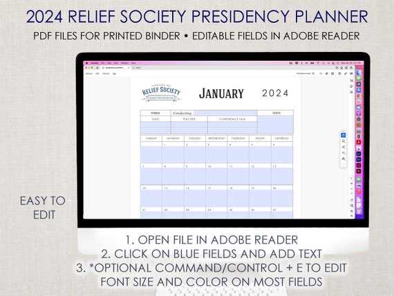 relief society calendar template