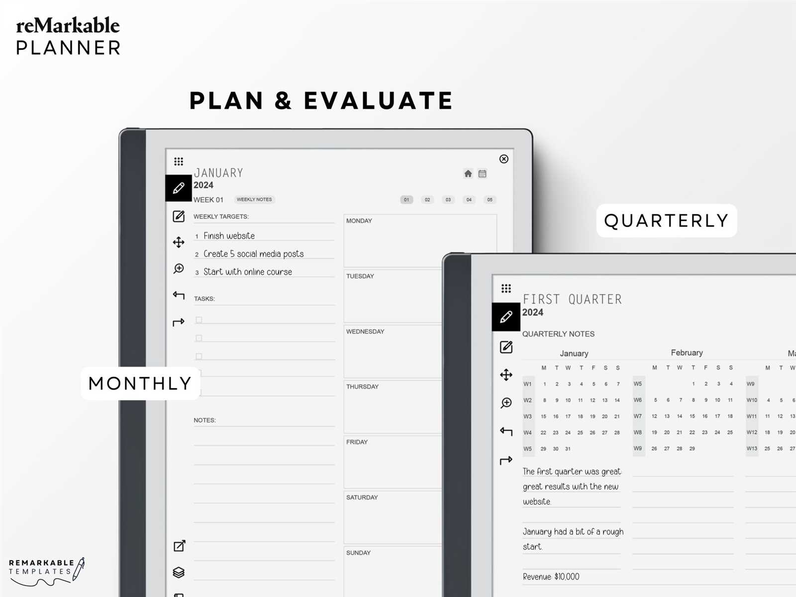 remarkable 2 calendar template free