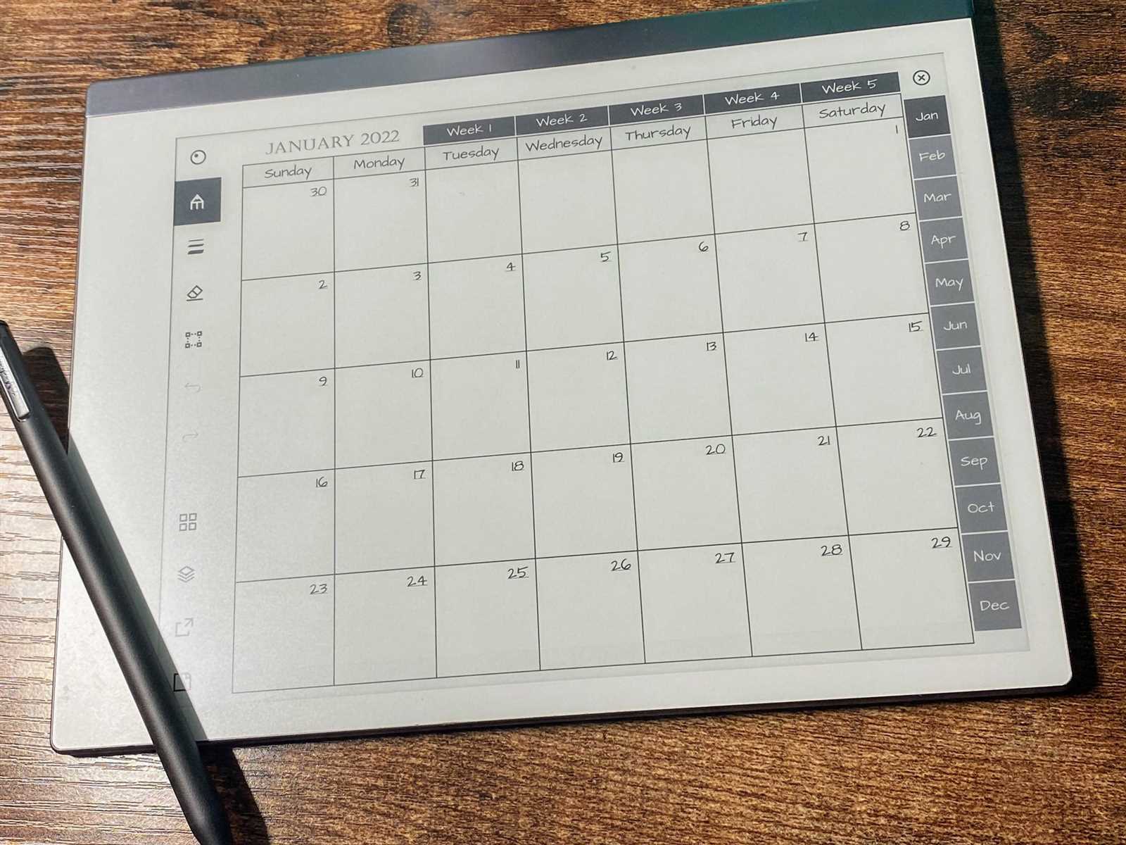 remarkable 2 monthly calendar template