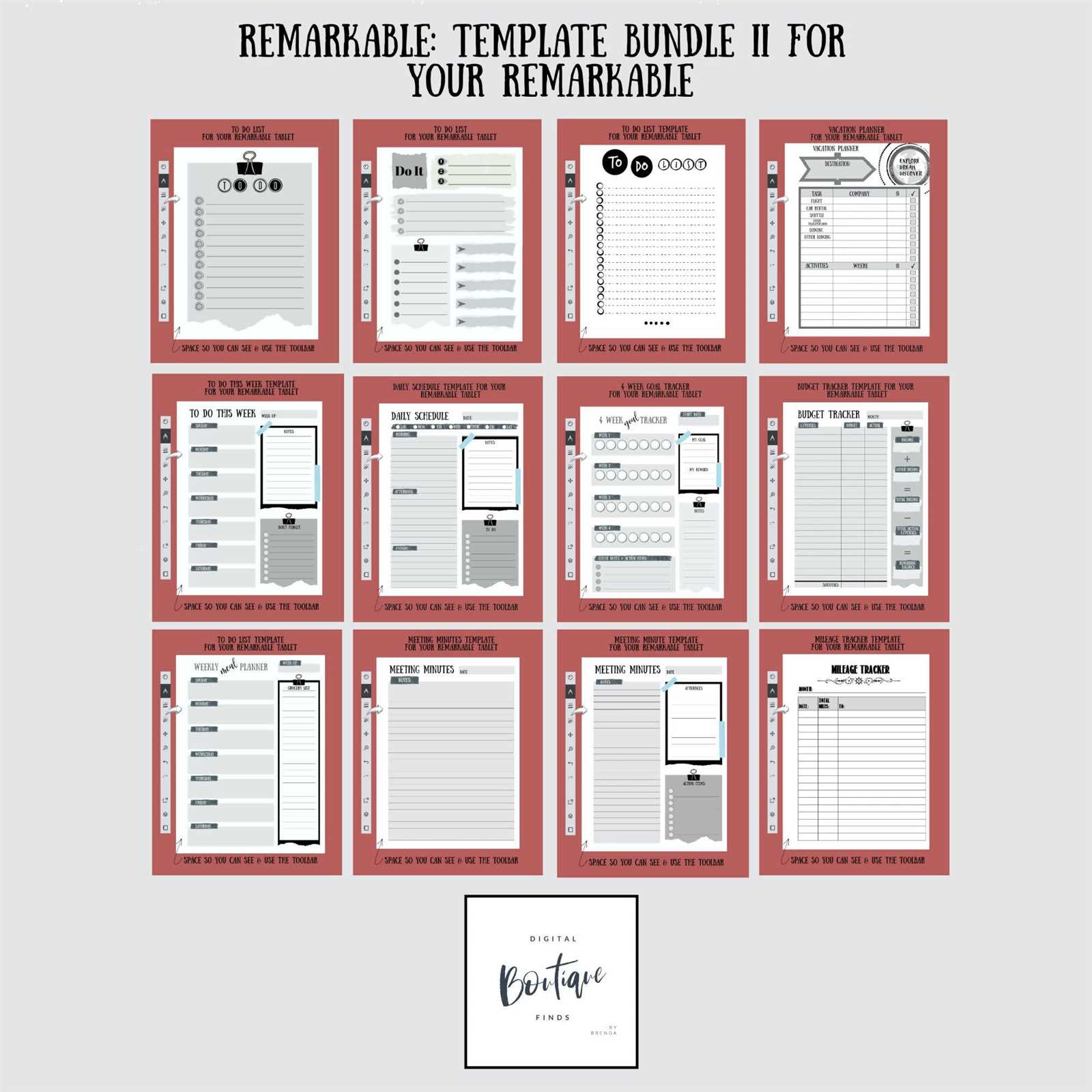 remarkable tablet calendar template