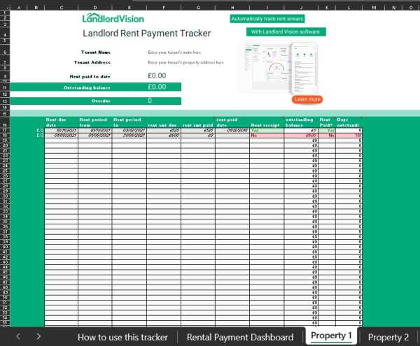 rental calendar template