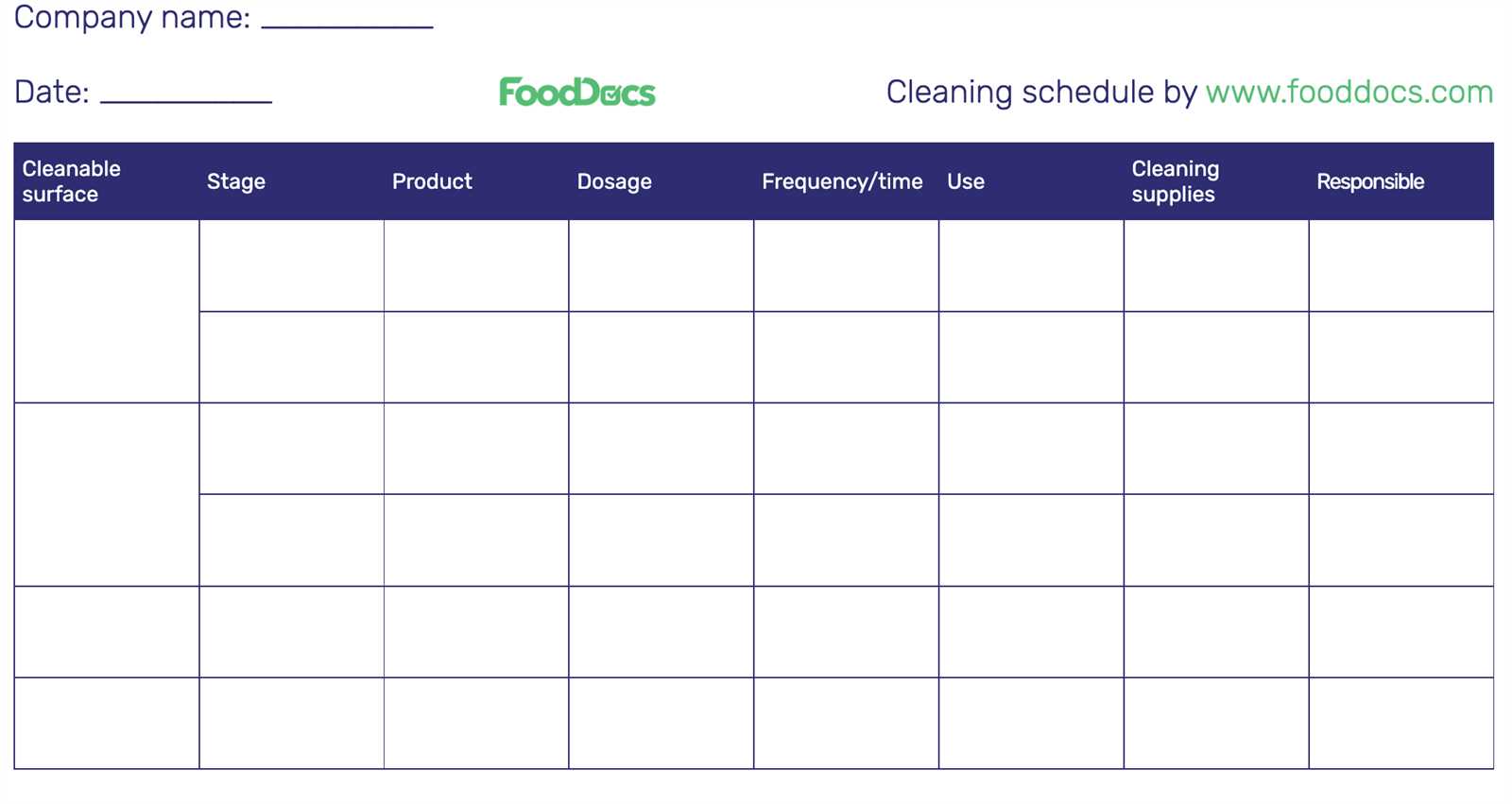 restaurant calendar template