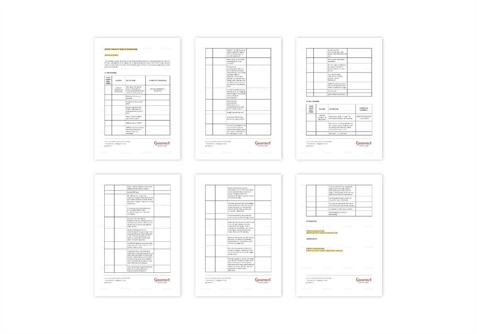 restaurant event calendar template
