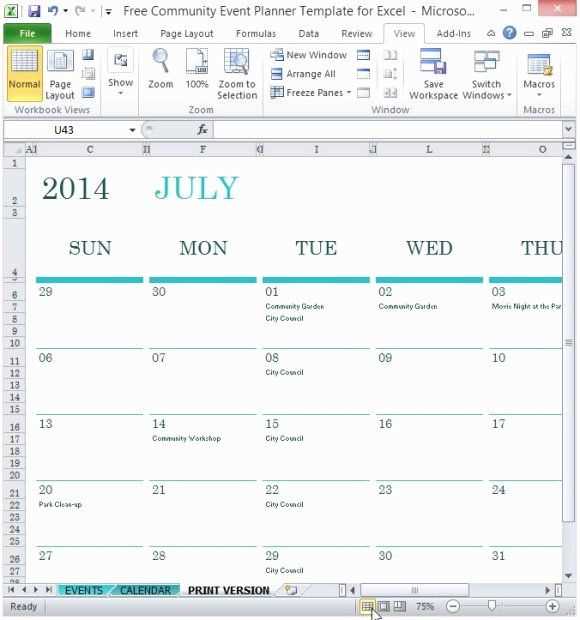 restaurant event calendar template