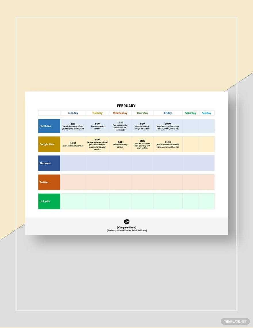 restaurant social media calendar template