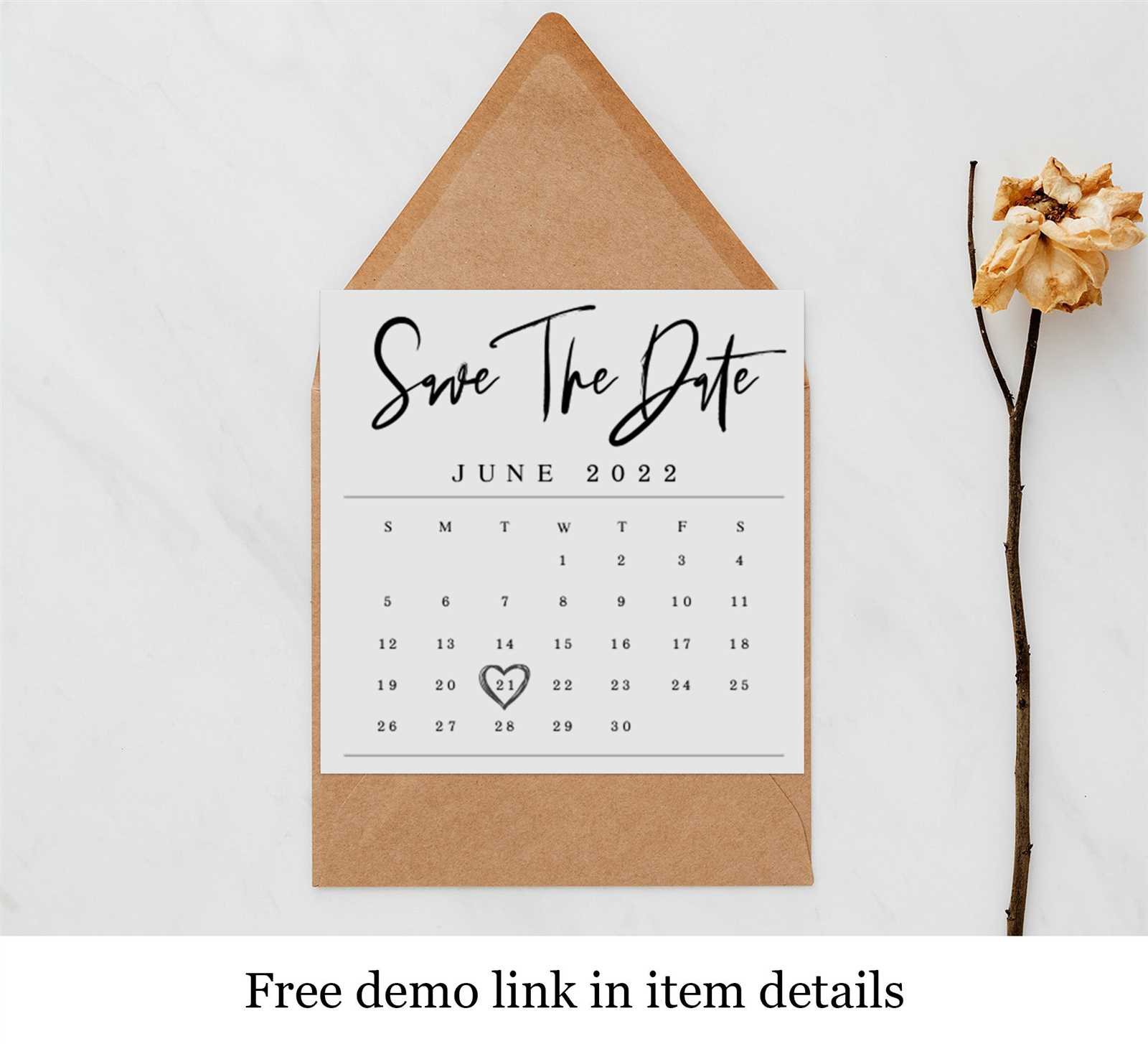 save the date calendar card template