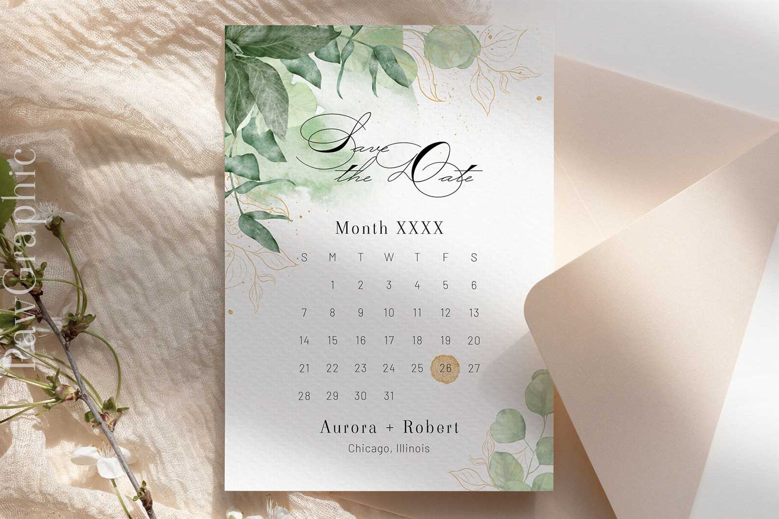 save the date calendar card template