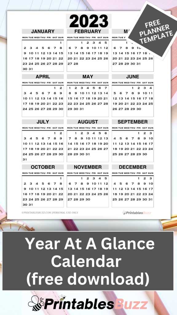 semester at a glance calendar template