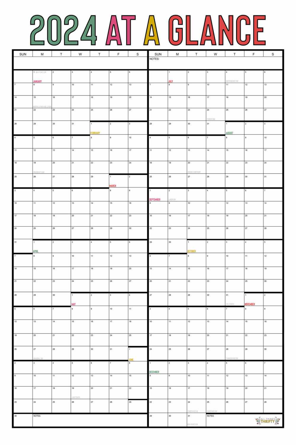 semester at a glance calendar template